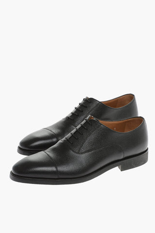 Textured Leather Derby Shoes with Rubber Sole