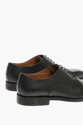Textured Leather Derby Shoes with Rubber Sole