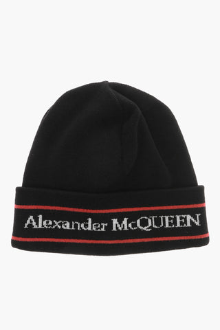Cappello Beanie in Cashmere con Logo Jacquard