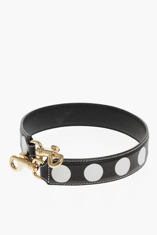 Polka Dot Patterned Leather Bag Handler