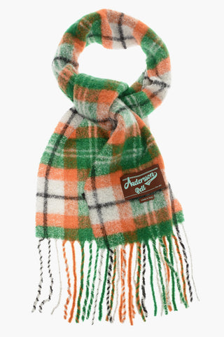 Mohair Blend BIG CHECK Scarf with Fringes