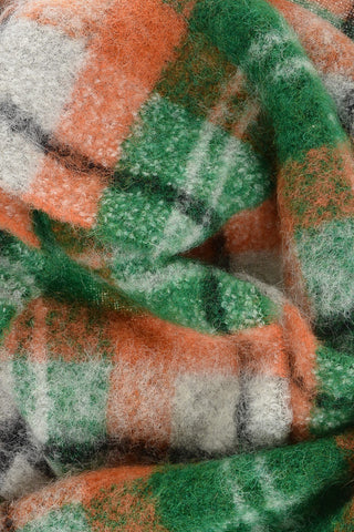 Mohair Blend BIG CHECK Scarf with Fringes