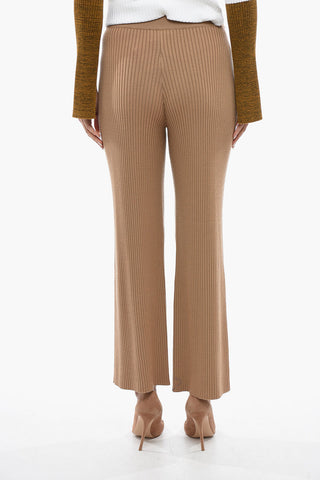 Pantaloni Palazzo in Lana A Costine