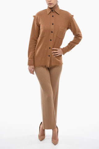 Overshirt in Lana e Cashmere con Frange