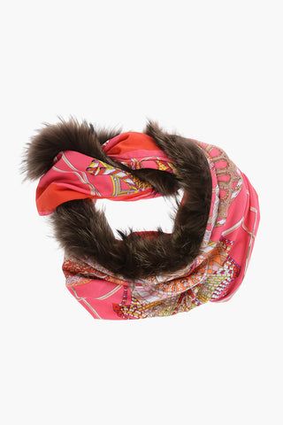 Fur Detail ROSE WINDOW Silk Foulard