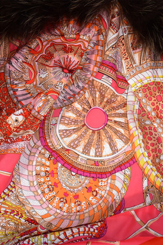 Fur Detail ROSE WINDOW Silk Foulard