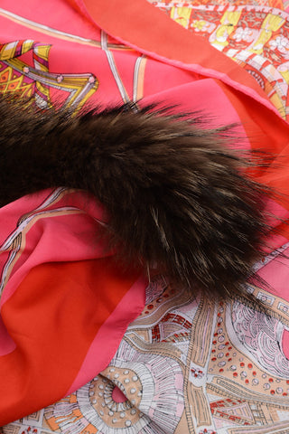 Fur Detail ROSE WINDOW Silk Foulard
