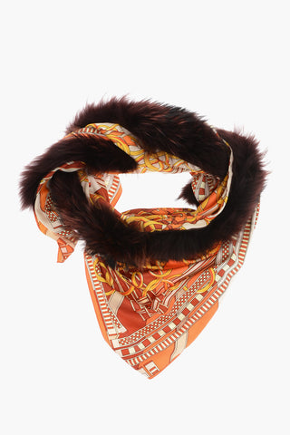 Fur Detail ROSE WINDOW Silk Foulard