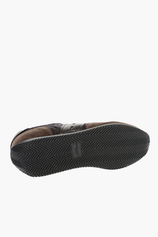 Suede Sneakers with Houndstooth Wool Inserts