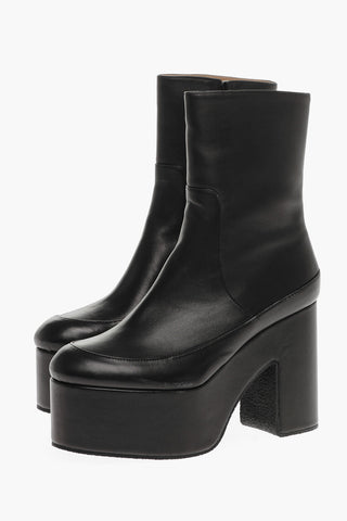 Stivaletti Platform in Pelle con Zip Interna 12cm