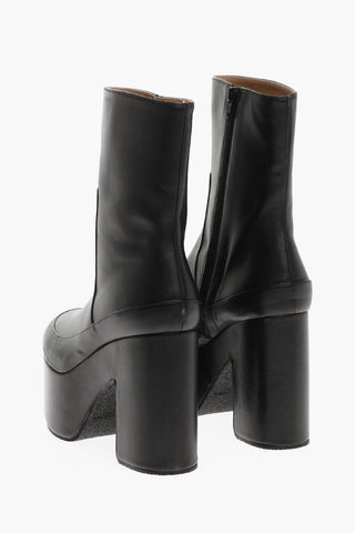 Stivaletti Platform in Pelle con Zip Interna 12cm