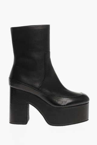 Stivaletti Platform in Pelle con Zip Interna 12cm