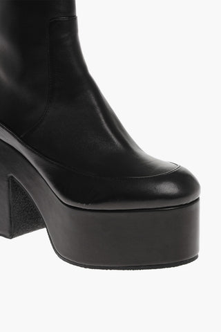 Stivaletti Platform in Pelle con Zip Interna 12cm