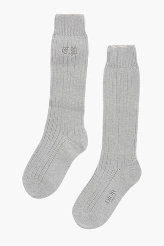 Embroidered Logo Cashmere Blend Socks