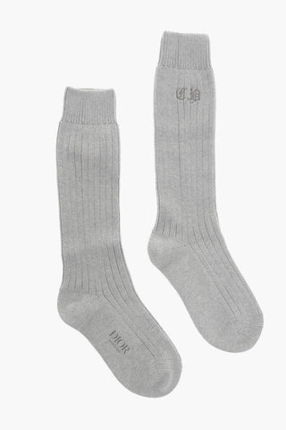 Embroidered Logo Cashmere Blend Socks