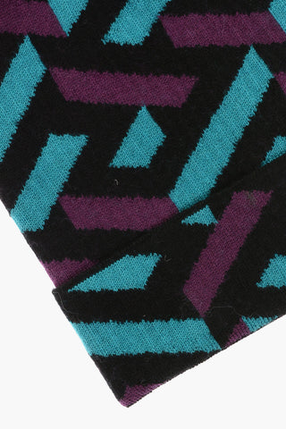 Cappello Beanie in Lana con Fantasia Geometrica

