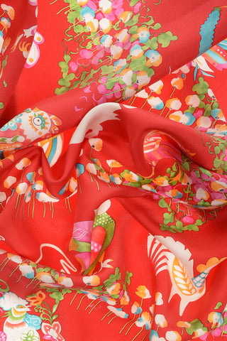 Floral Patterned Silk Foulard