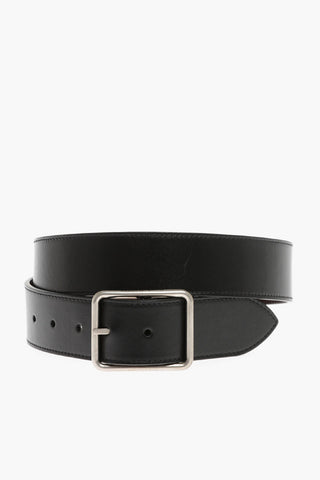 Squared Buckle Leather Belt
