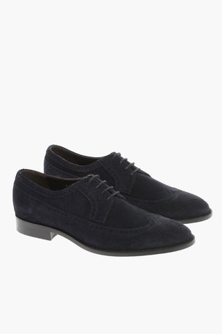 Suede Derby Brogue  Shoes with Leather Sole