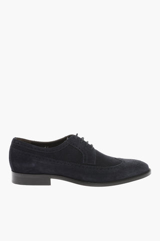 Suede Derby Brogue  Shoes with Leather Sole