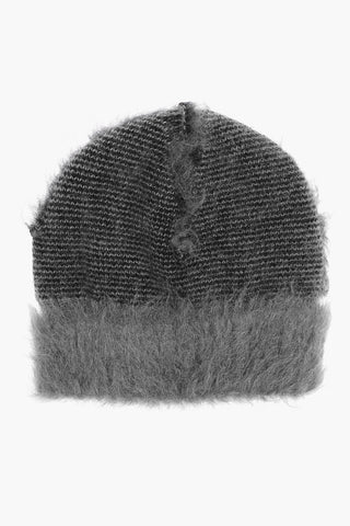 Cappello Beanie Reversibile in Misto Mohair
