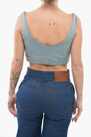 Denim Cropped Top with Studs