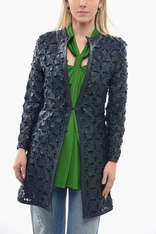 Sheer Overcoat with Embossed Leather Applications