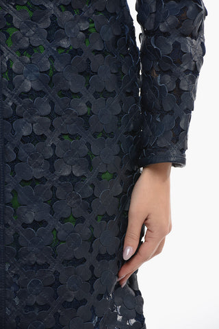 Sheer Overcoat with Embossed Leather Applications