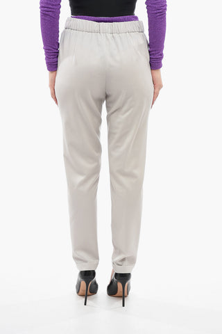 Pantaloni In Lana Con Pince E Coulisse