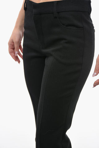 Virgin Wool Flared Trousers with One-front Pleat