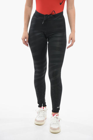 ADIDAS Drawstringed Running Leggings with Zebra Print