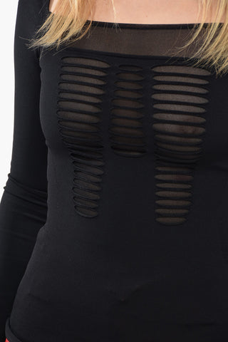 Stretchy Long Sleeved Top With Cutout Details