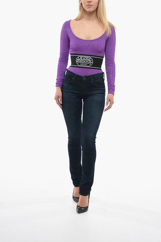 Solid Color Cigarette Leg THE STILT Jeans with Visible Stitching 14cm