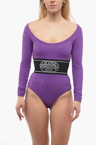 MISSONI Lurex Long-sleeved Bodysuit with Logoed Band