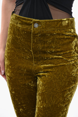 High-waisted Velour Pants with Ankle Zip