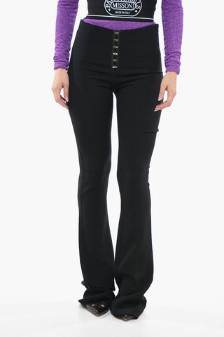 Stretch-viscose High-waisted Flared Pants