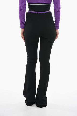 Stretch-viscose High-waisted Flared Pants