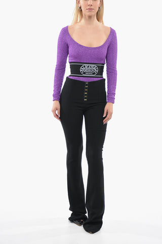 Stretch-viscose High-waisted Flared Pants