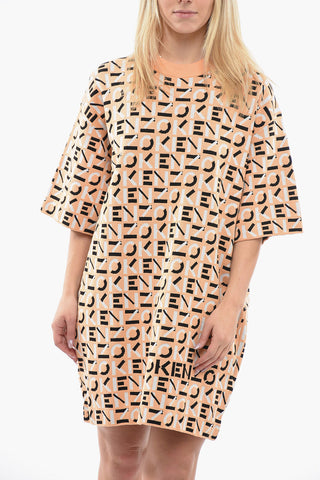 Monogram Patterned Jacquard Knitted Tee Dress
