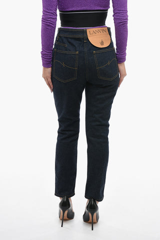 Jeans Skinny Fit a Vita Alta con Logo Stampato
