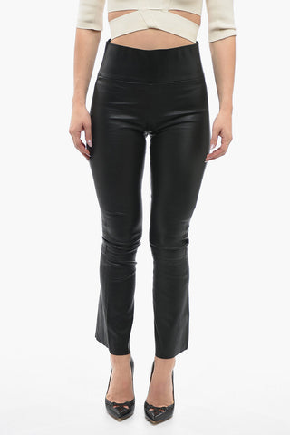 Soft-leather Flared Leggings with High Waist