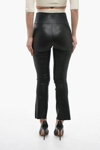 Soft-leather Flared Leggings with High Waist