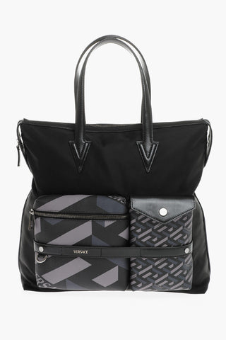 LA GRECA Patterned Handbag with Leather Detailing