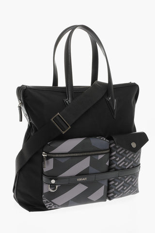 LA GRECA Patterned Handbag with Leather Detailing
