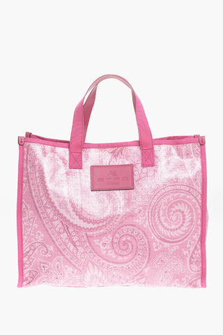 Nylon Tote Bag with Paisley Print