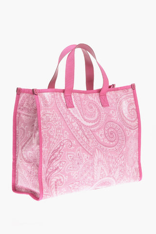 Nylon Tote Bag with Paisley Print