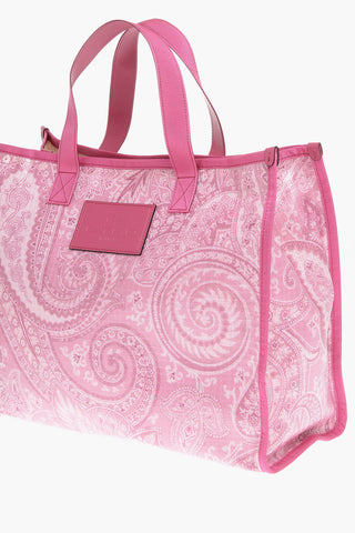Nylon Tote Bag with Paisley Print