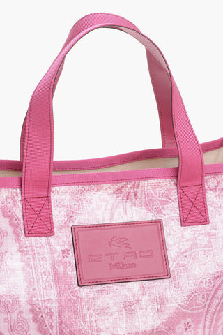 Nylon Tote Bag with Paisley Print