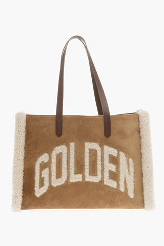 Suede CALIFORNIA EAST-WEST Tote Bag with Shearling Detail
