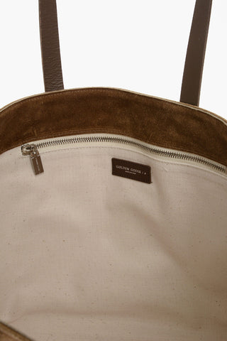 Suede CALIFORNIA EAST-WEST Tote Bag with Shearling Detail